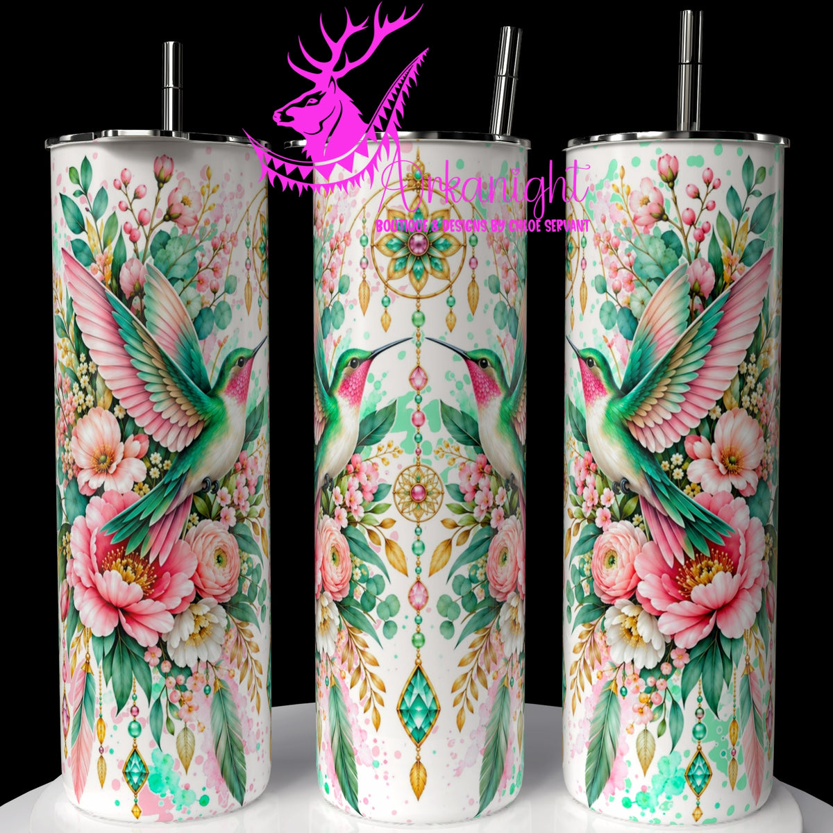 Gourde sur commande ♡ Collection Animaux - Cycle Lunaire ♡ Colibris
