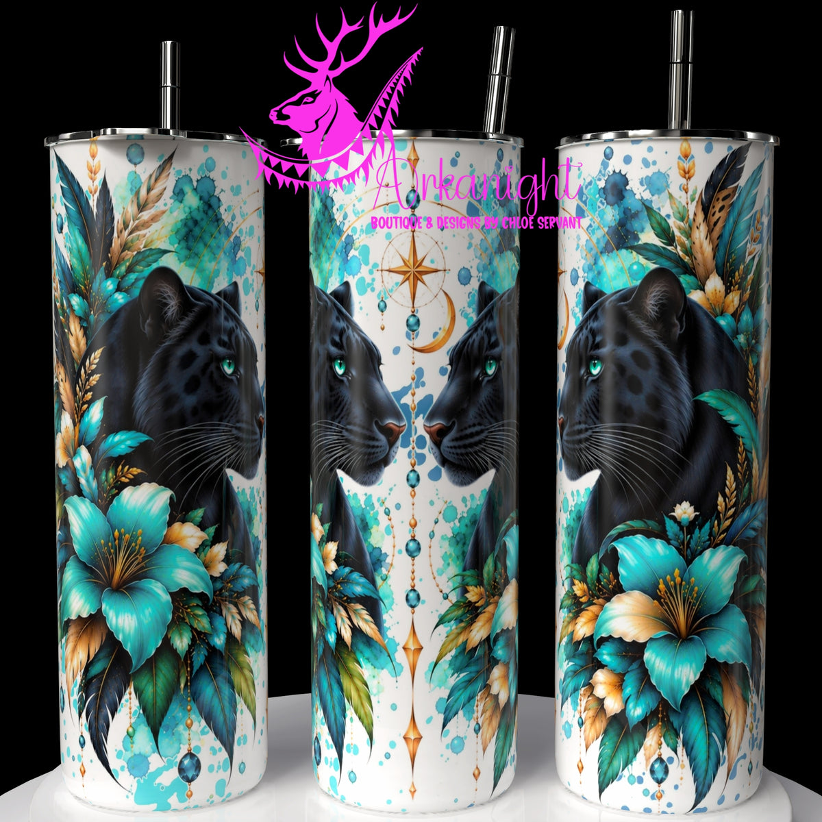 Gourde sur commande ♡ Collection Animaux - Cycle Lunaire ♡ Panthère Noire