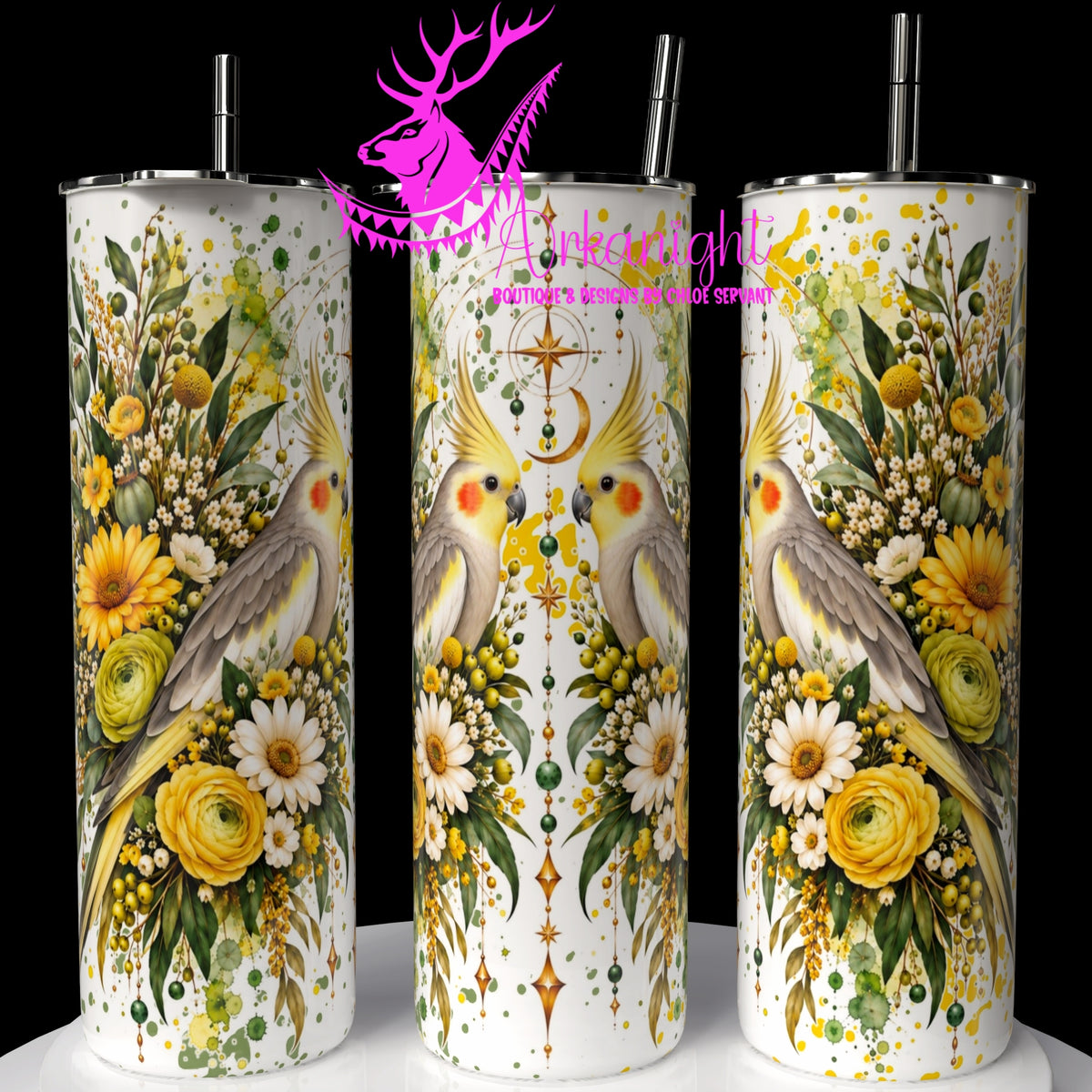 Gourde sur commande ♡ Collection Animaux - Cycle Lunaire ♡ Cockatiel