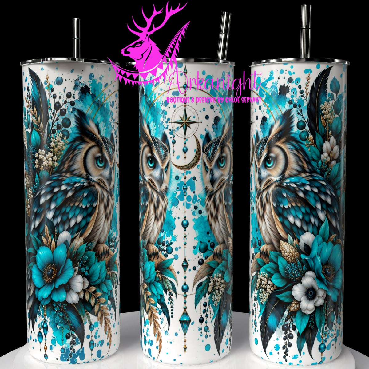 Gourde sur commande ♡ Collection Animaux - Cycle Lunaire ♡ Hiboux