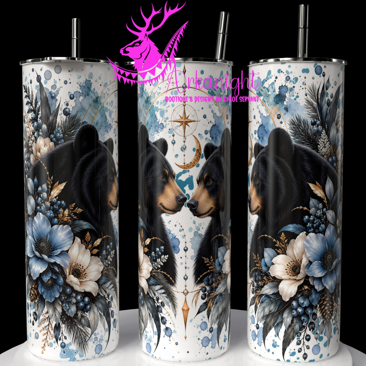 Gourde sur commande ♡ Collection Animaux - Cycle Lunaire ♡ Ours Noir