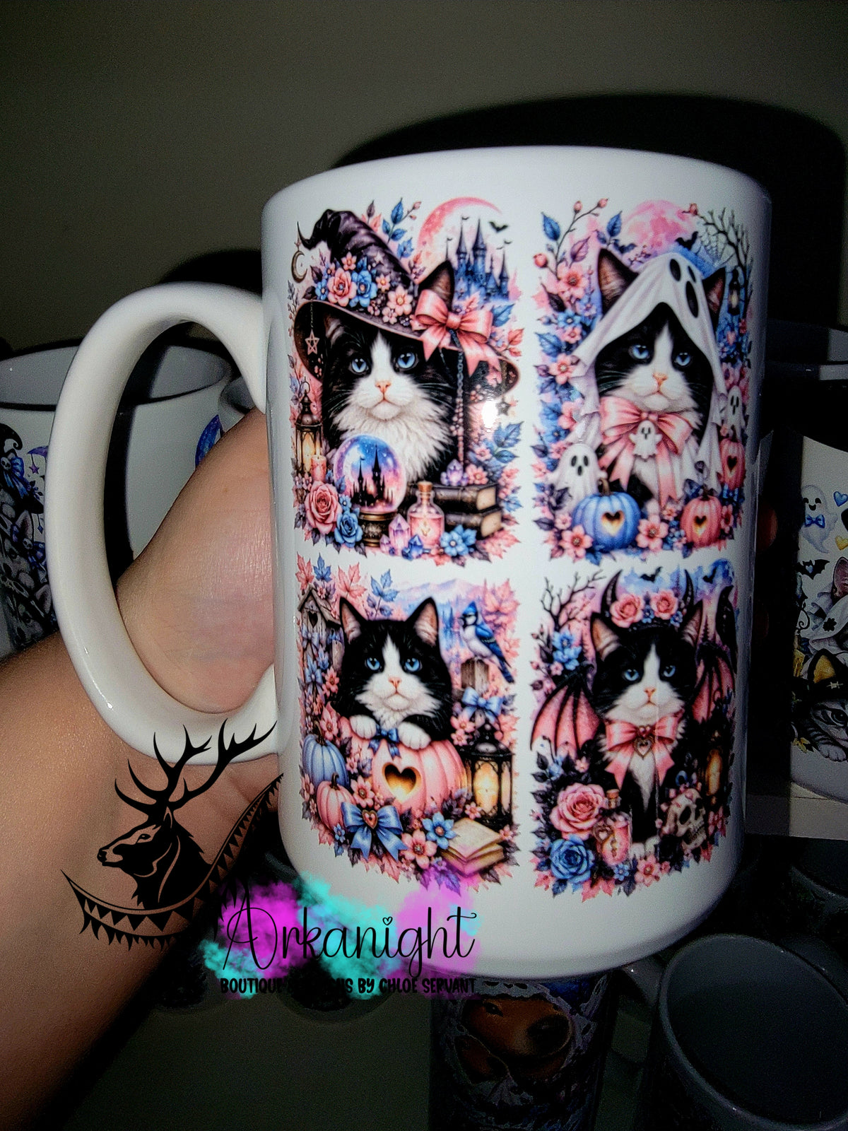 Tasse en céramique sur commande - Collection Automne et Halloween 2026 ♡ Chat Noir & Blanc