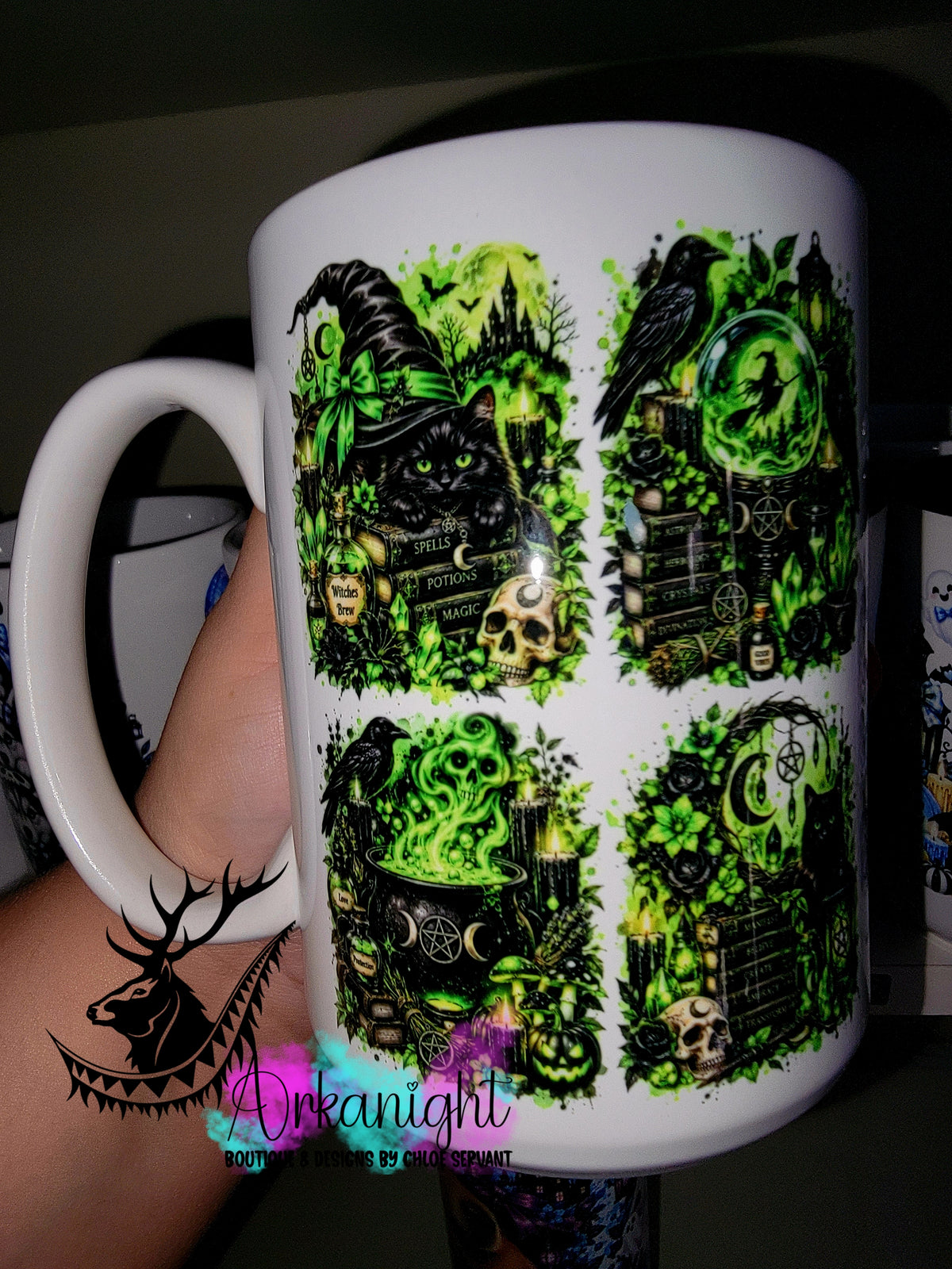 Tasse en céramique sur commande - Collection Automne et Halloween 2026 ♡ Horreur ♡ Witchy Vibe Vert