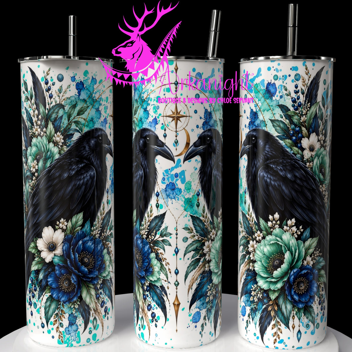 Gourde sur commande ♡ Collection Animaux - Cycle Lunaire ♡ Corbeau