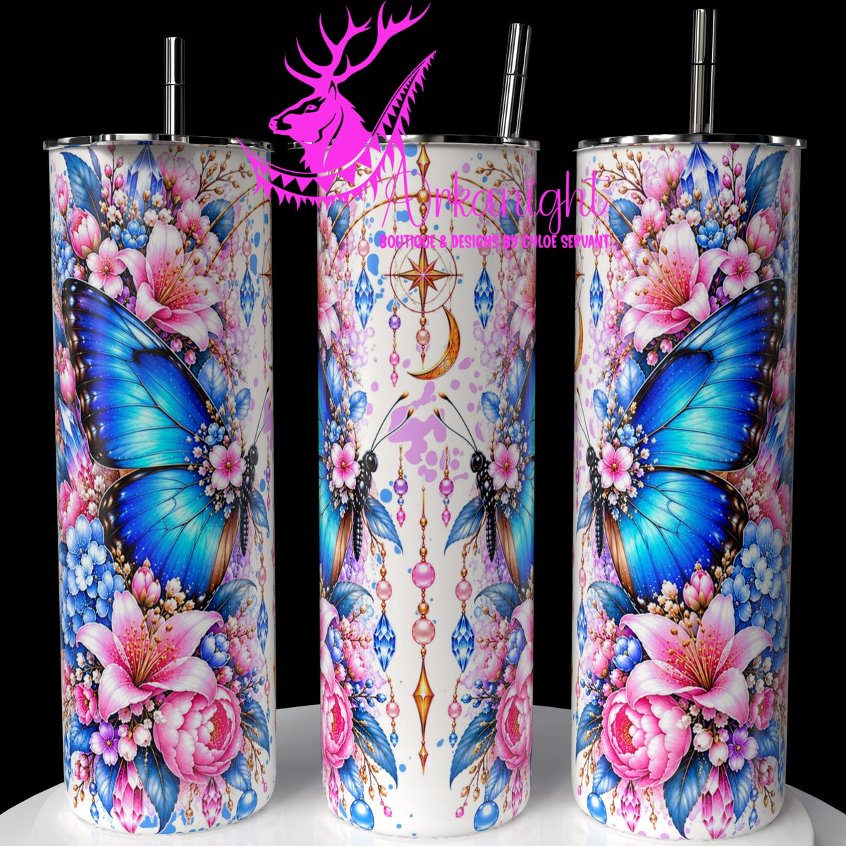 Gourde sur commande ♡ Collection Animaux - Cycle Lunaire ♡ Papillon Morph Bleu