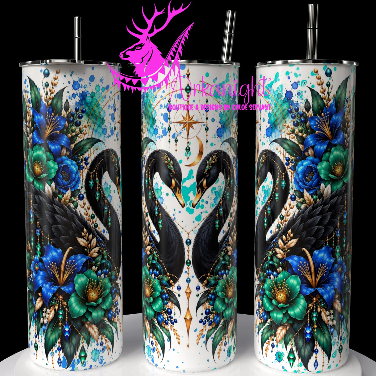 Gourde sur commande ♡ Collection Animaux - Cycle Lunaire ♡ Cygne Noir