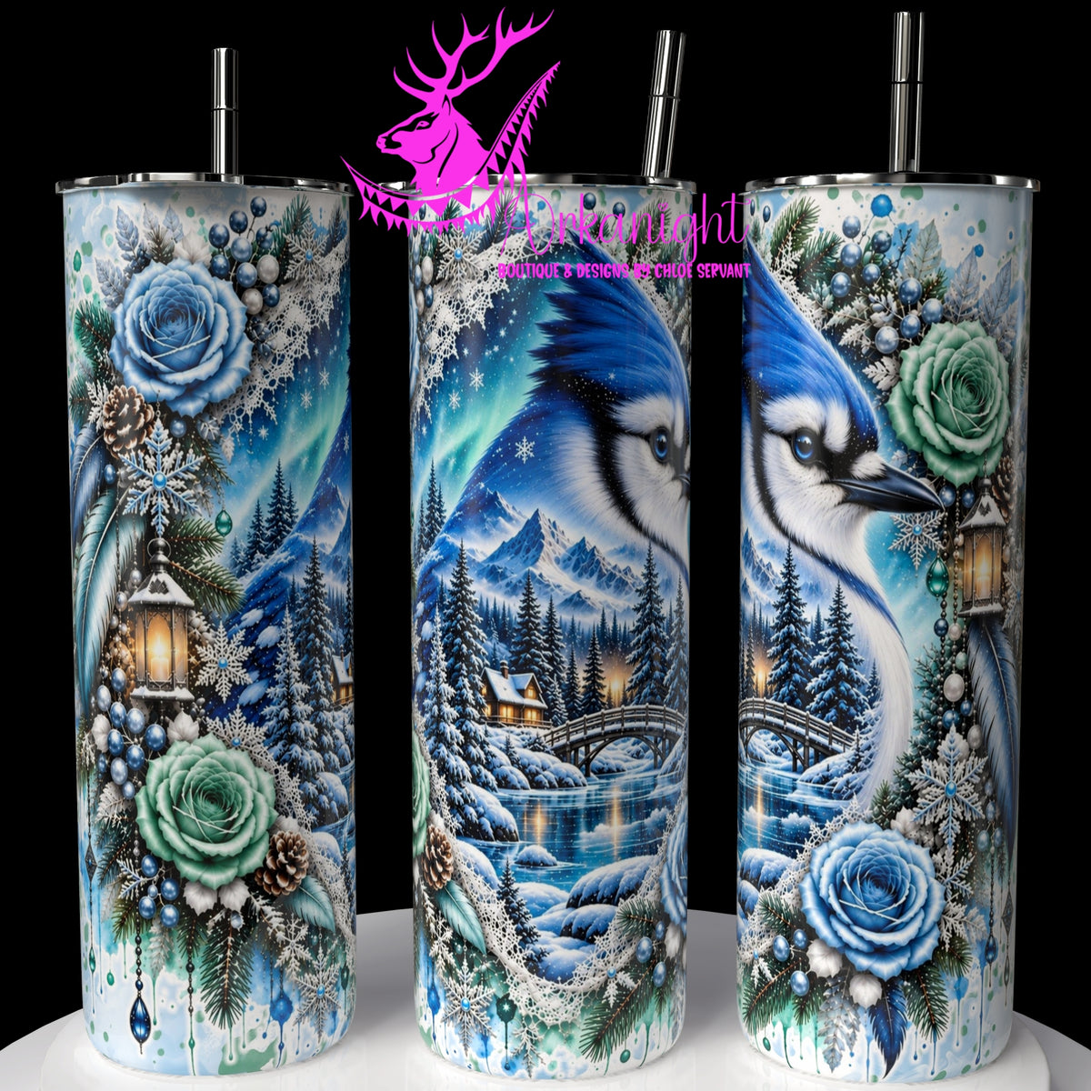 Gourde sur commande ♡ Collection Hiver 2026-2027 ♡ Double Exposition Hiver ♡ Geai Bleu
