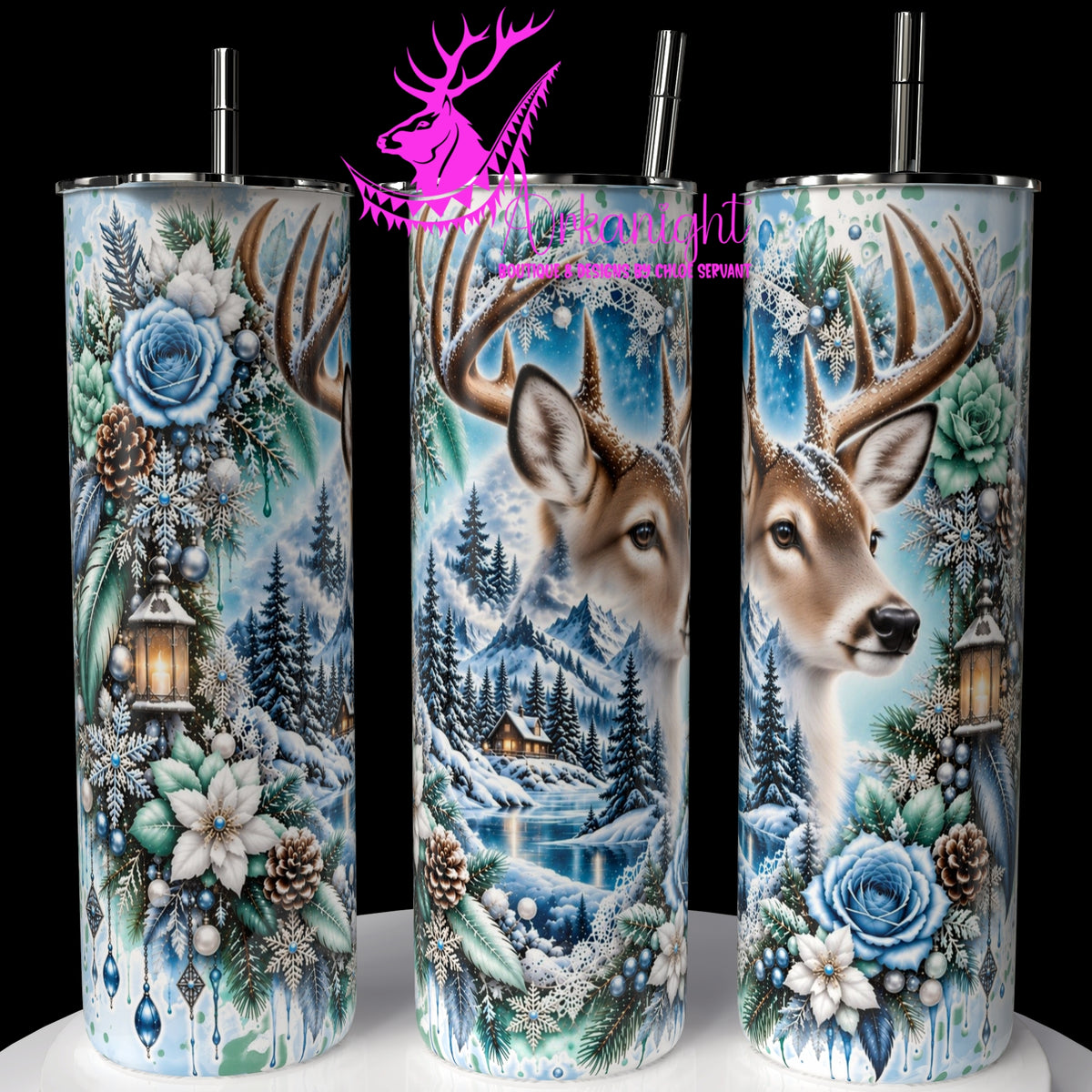 Gourde sur commande ♡ Collection Hiver 2026-2027 ♡ Double Exposition Hiver ♡ Cerf