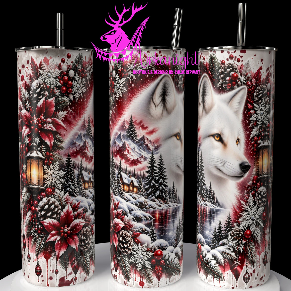 Gourde sur commande ♡ Collection Hiver 2026-2027 ♡ Double Exposition Hiver ♡ Renard Blanc