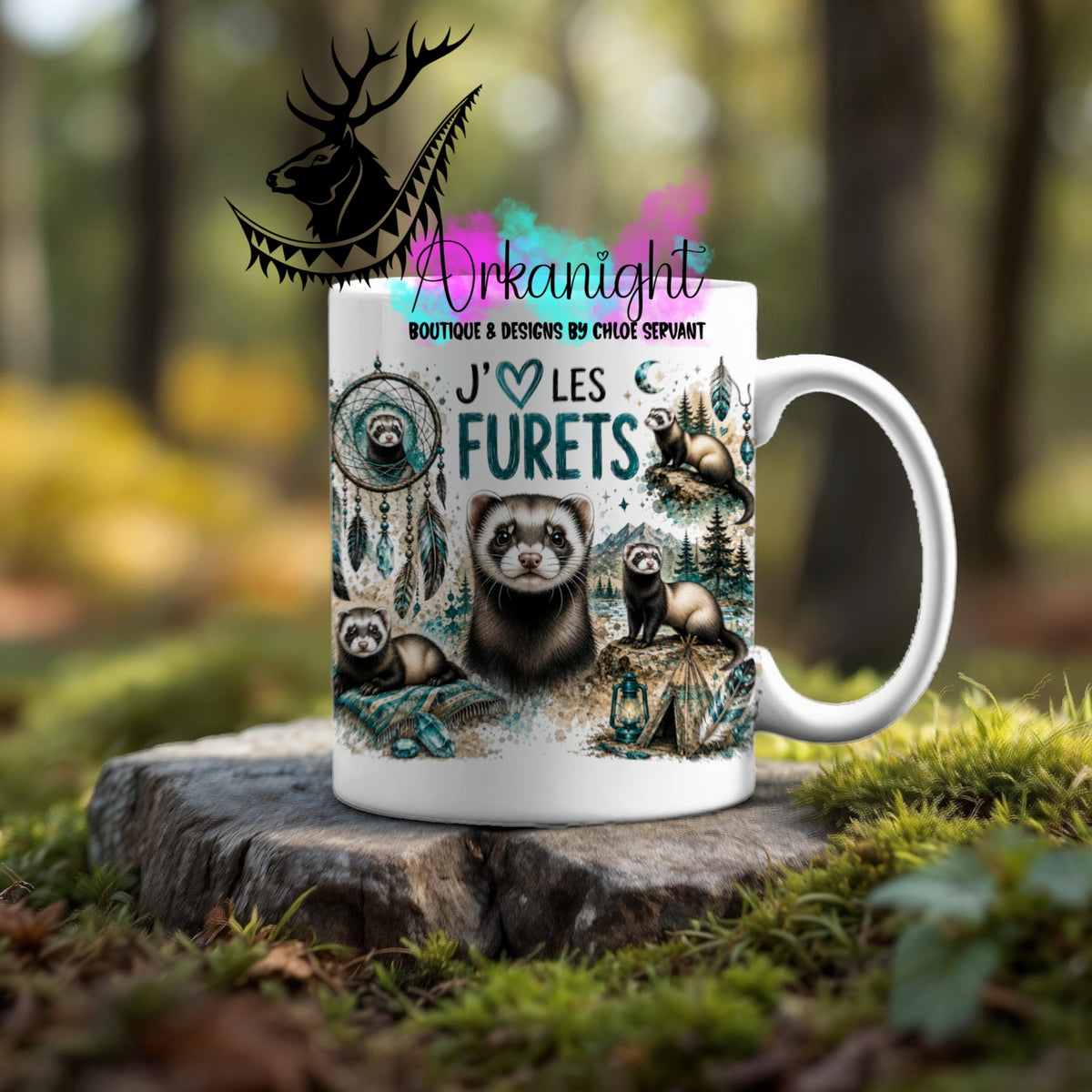 Tasse en céramique sur commande - Collection Boho Capteur de rêve ♡ Furets