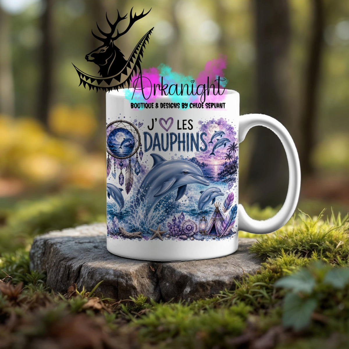 Tasse en céramique sur commande - Collection Boho Capteur de rêve ♡ Dauphin