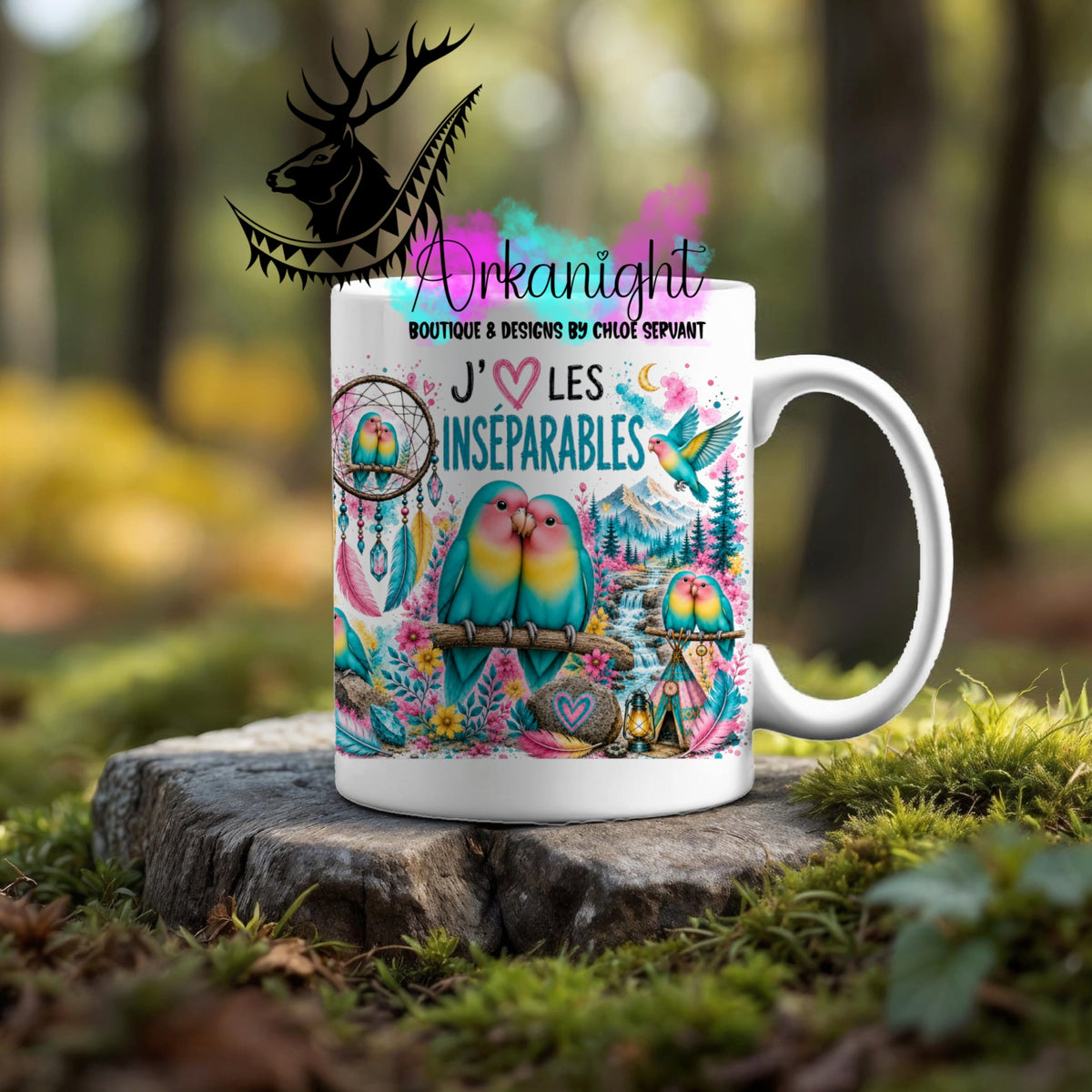 Tasse en céramique sur commande - Collection Boho Capteur de rêve ♡ Inséparables 2