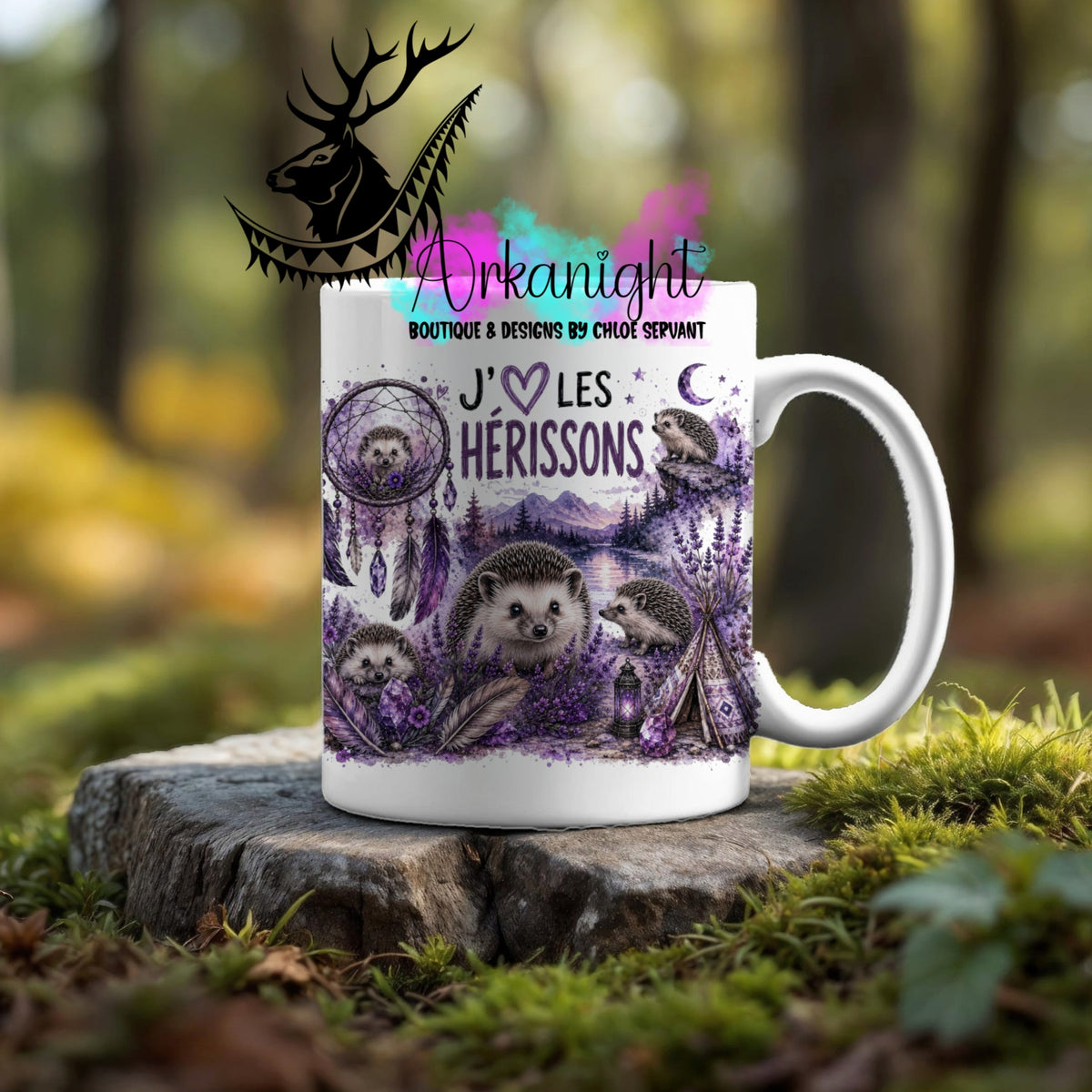 Tasse en céramique sur commande - Collection Boho Capteur de rêve ♡ Hérissons
