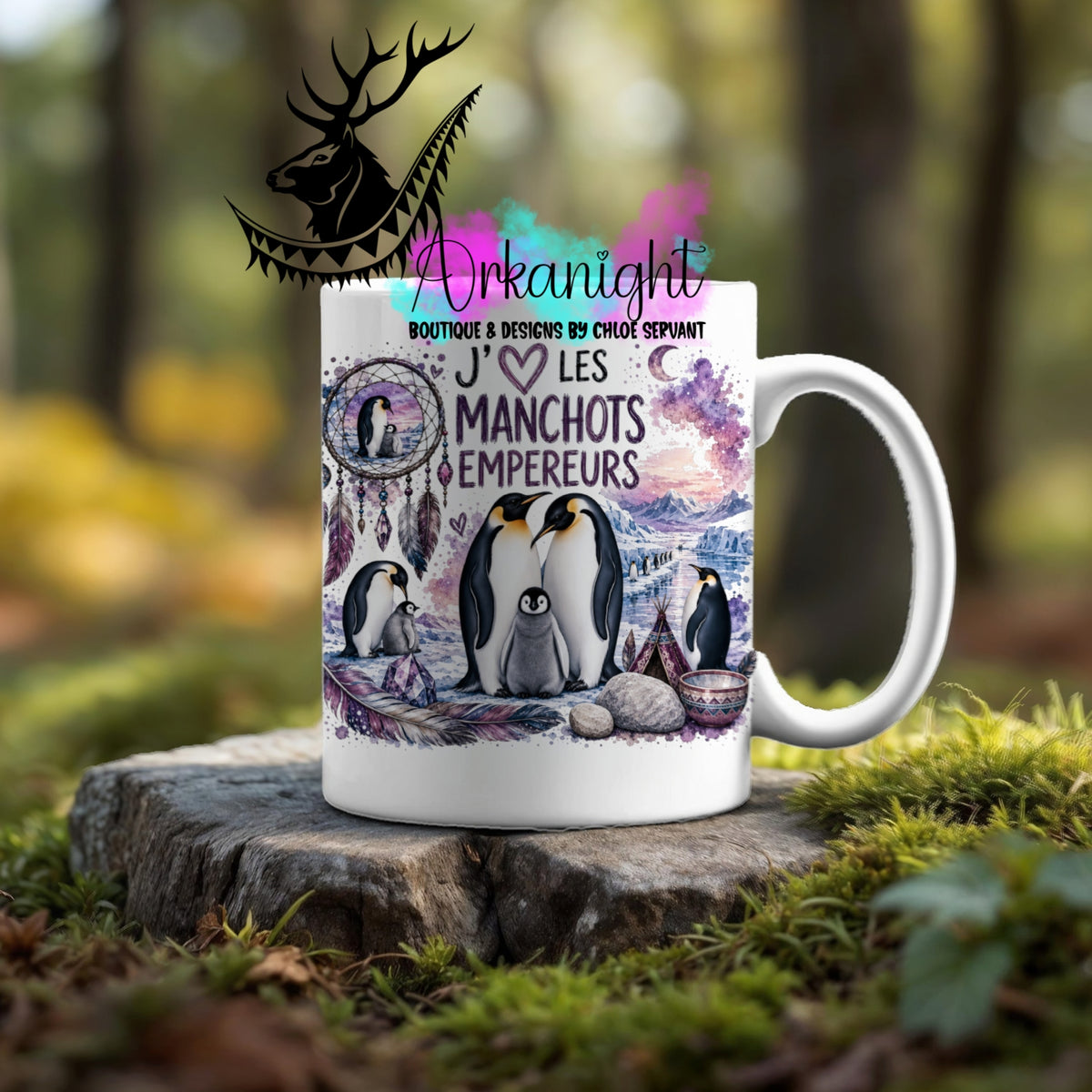Tasse en céramique sur commande - Collection Boho Capteur de rêve ♡ Manchot empereurs