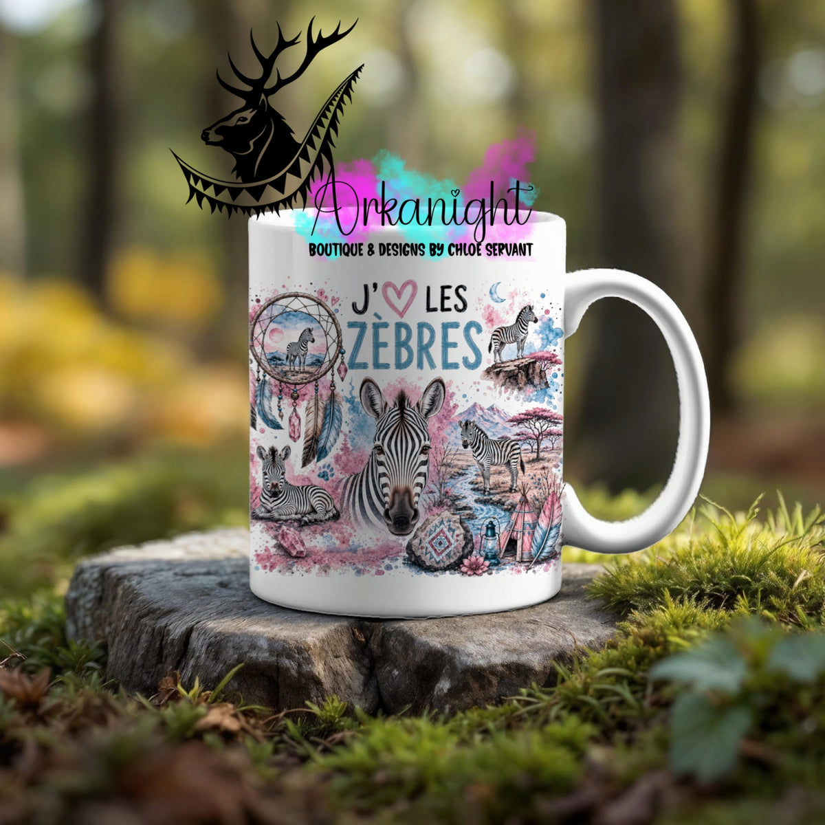 Tasse en céramique sur commande - Collection Boho Capteur de rêve ♡ Zèbre
