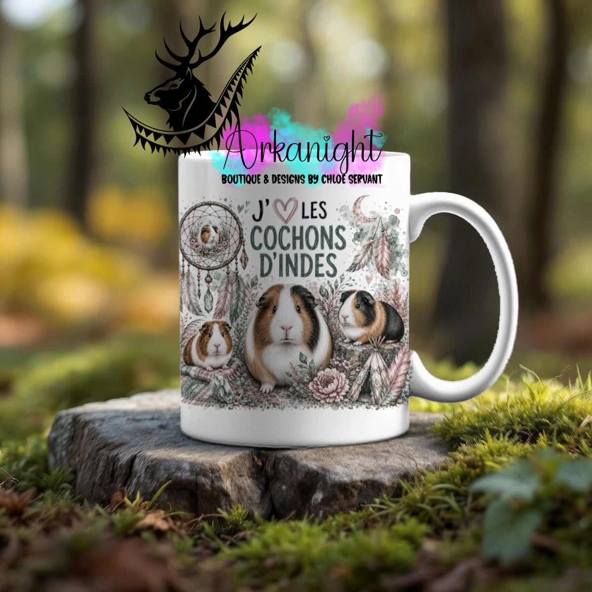 Tasse en céramique sur commande - Collection Boho Capteur de rêve ♡ Cochons D'indes