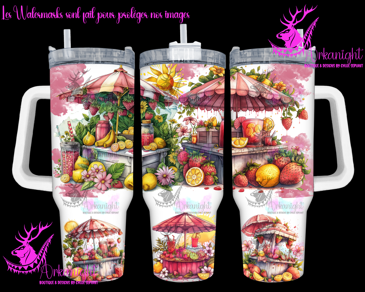 Gourde 40 oz sur commande - Strawberry Limonade Stand