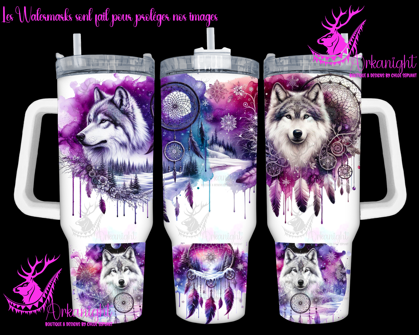 Gourde 40 oz sur commande - Artic Wolf