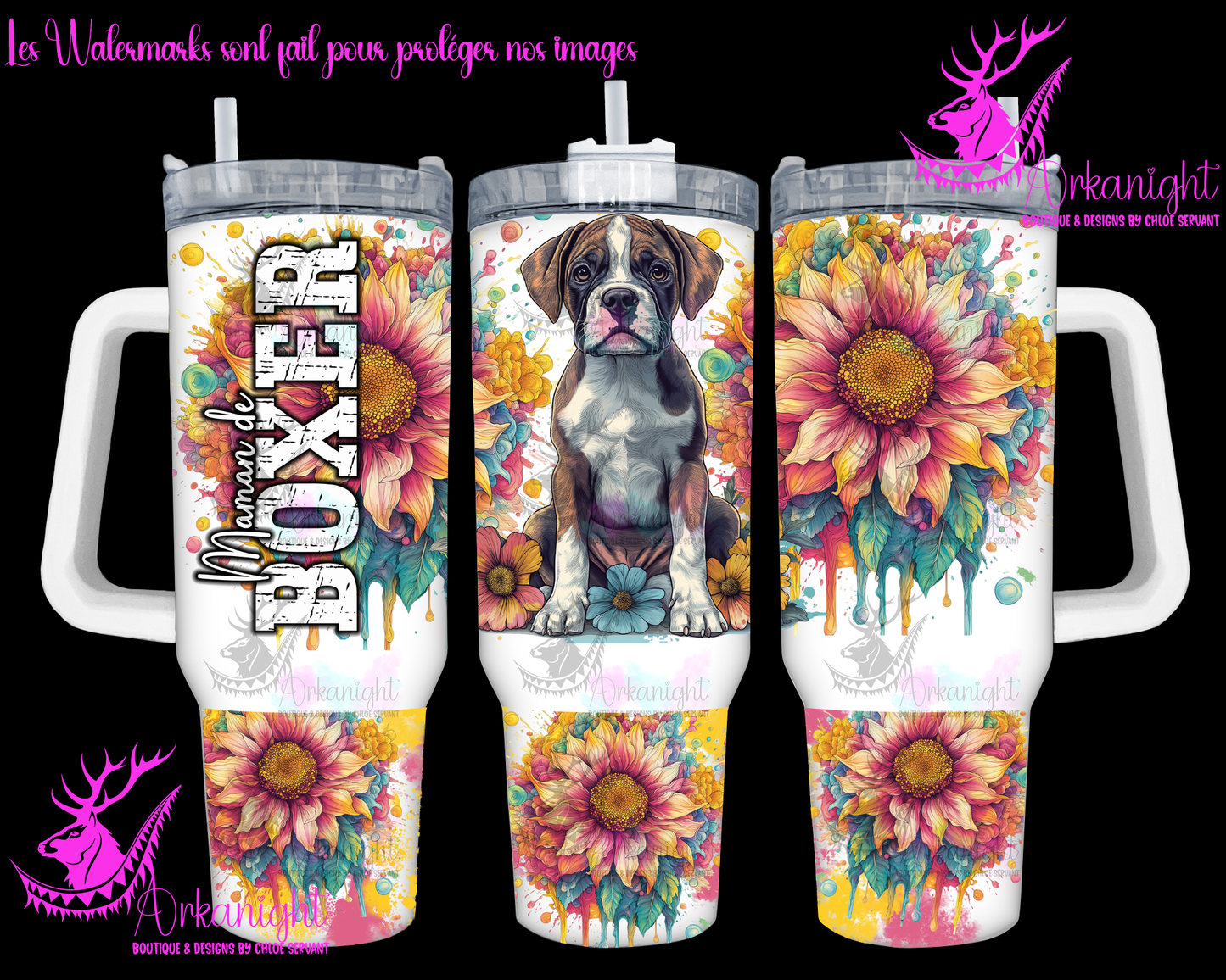 Gourde 40 oz sur commande - Maman de Boxer - Brindle