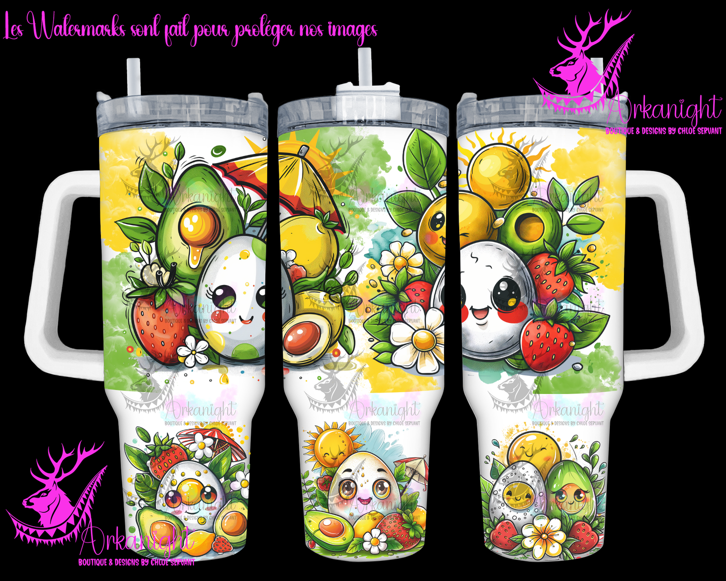 Gourde 40 oz sur commande - Cute Summer Breakfast