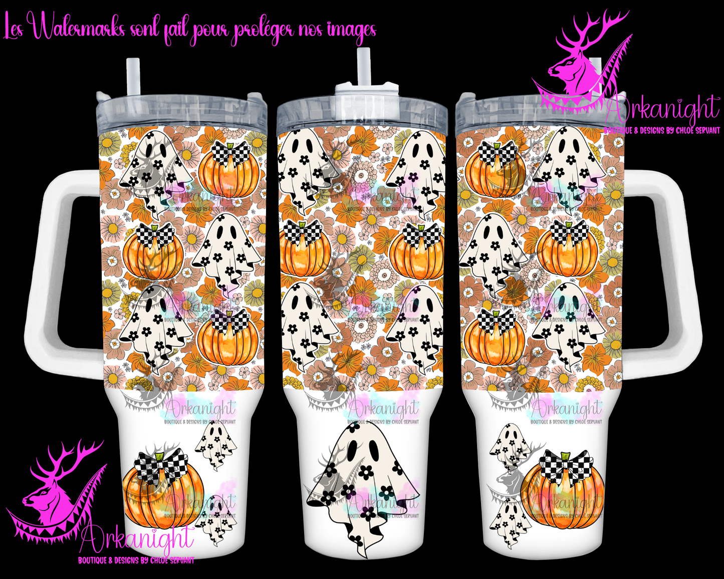 Gourde 40 oz sur commande - Autumn 2024 - Coquette Groovy Ghost