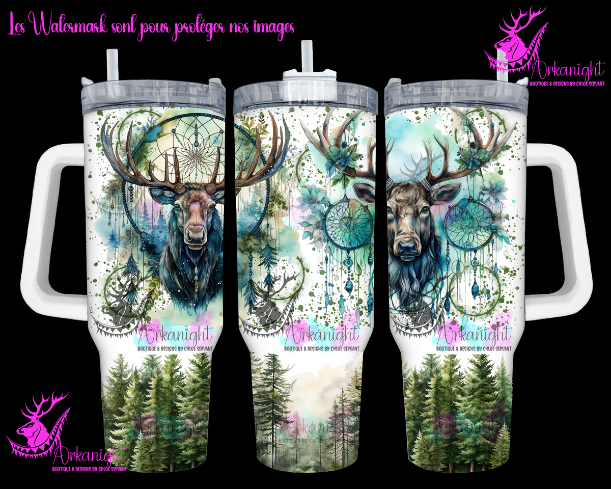 Numérique 40 oz - Watercolor Boho Moose