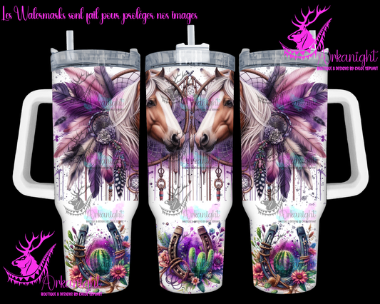 Gourde 40 oz sur commande - Watercolor Boho Palomino Horse