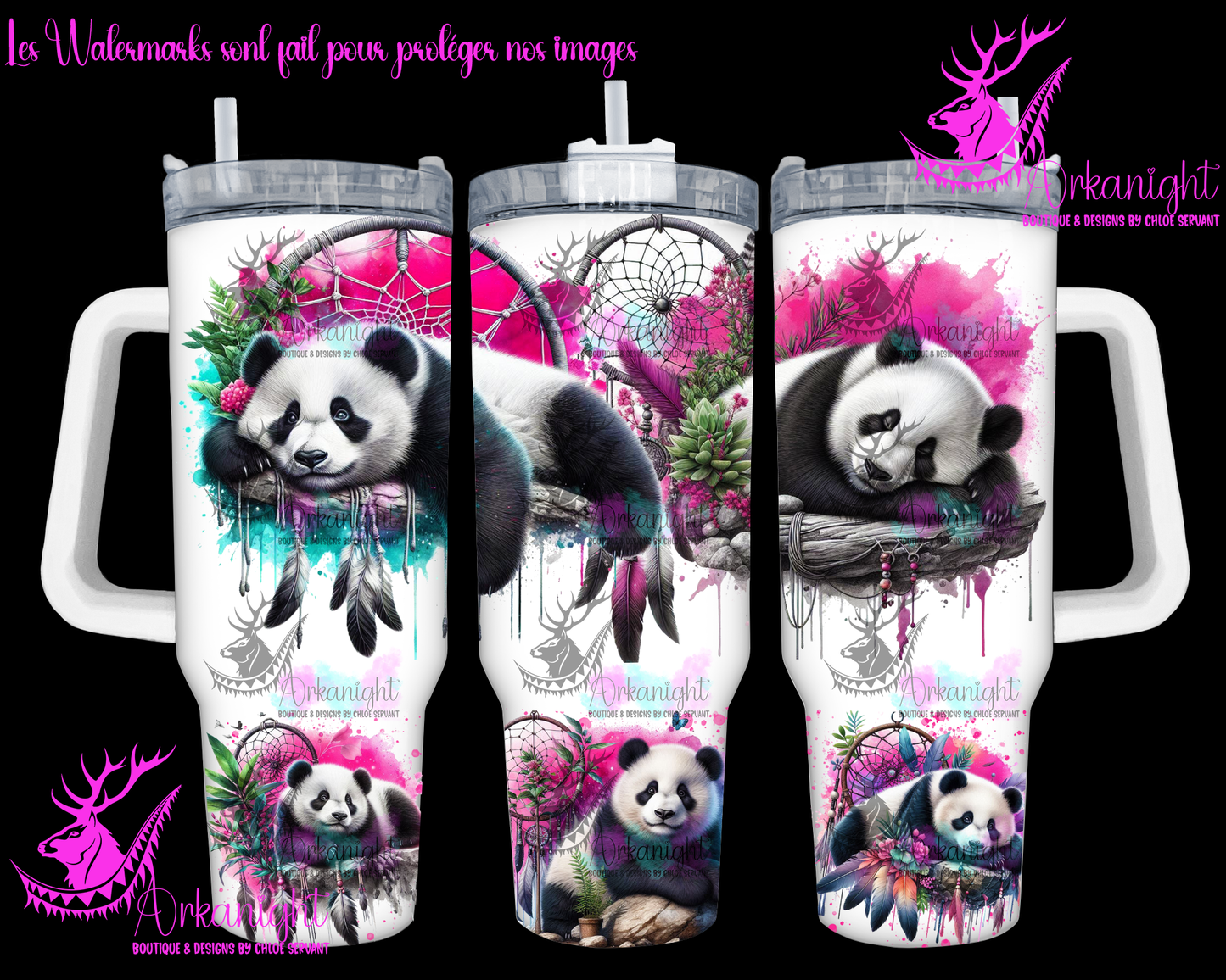 Gourde 40 oz sur commande - Panda on Rocks