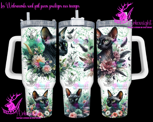 Gourde 40 oz sur commande - Black Sage Sphynx