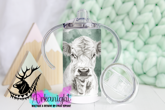 Gourde - Biberon Évolutif sur commande - Lines Art - Baby White Highland Cow