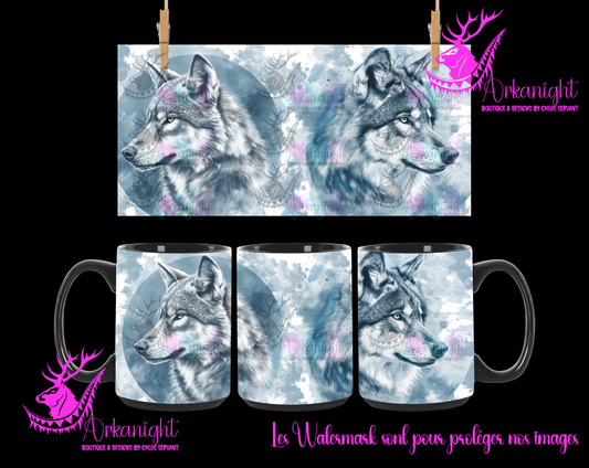 Tasse en céramique sur commande - Lines Art - Grey Wolf