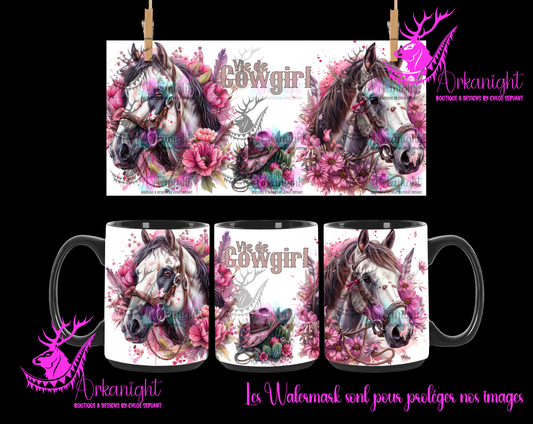 Tasse en céramique sur commande - Vie de Cowgirl- Rose