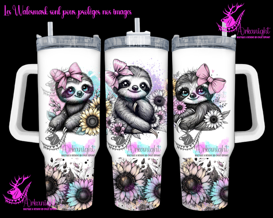Gourde 40 oz sur commande - Pastel Sloth