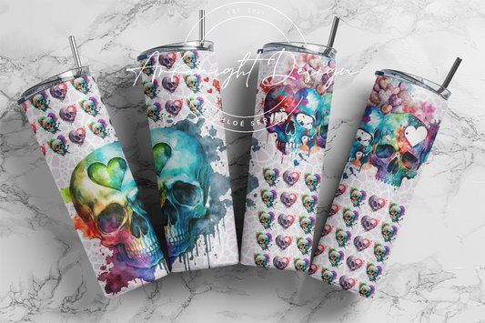 Gourde - Saint-Valentin - Skull watercolor