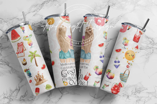 Gourde - Meilleure amie , Cocktails et été , C'est ma meilleure vie - 2 Peaux Blanches & 2 blondes