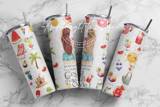 Gourde - Meilleure amie , Cocktails et été , C'est ma meilleure vie -   2 peaux blanches - 1 blonde & 1 rousse