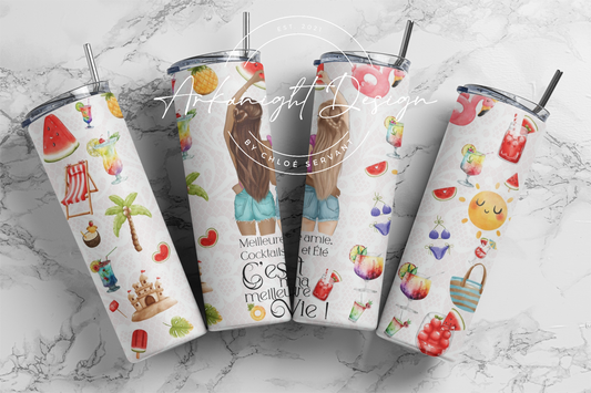 Gourde - Meilleure amie , Cocktails et été , C'est ma meilleure vie -   1 Peau Blanche & 1 peau noire - 1 blonde & 1 brune