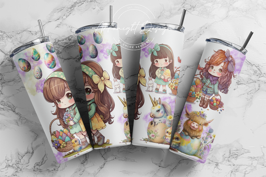 Gourde - Pâques - Cute Girl & Eggs