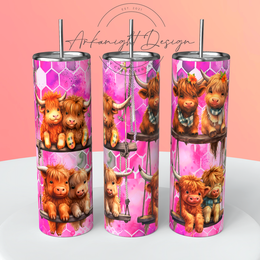 Gourde - Cute Highland Cow's on a swing