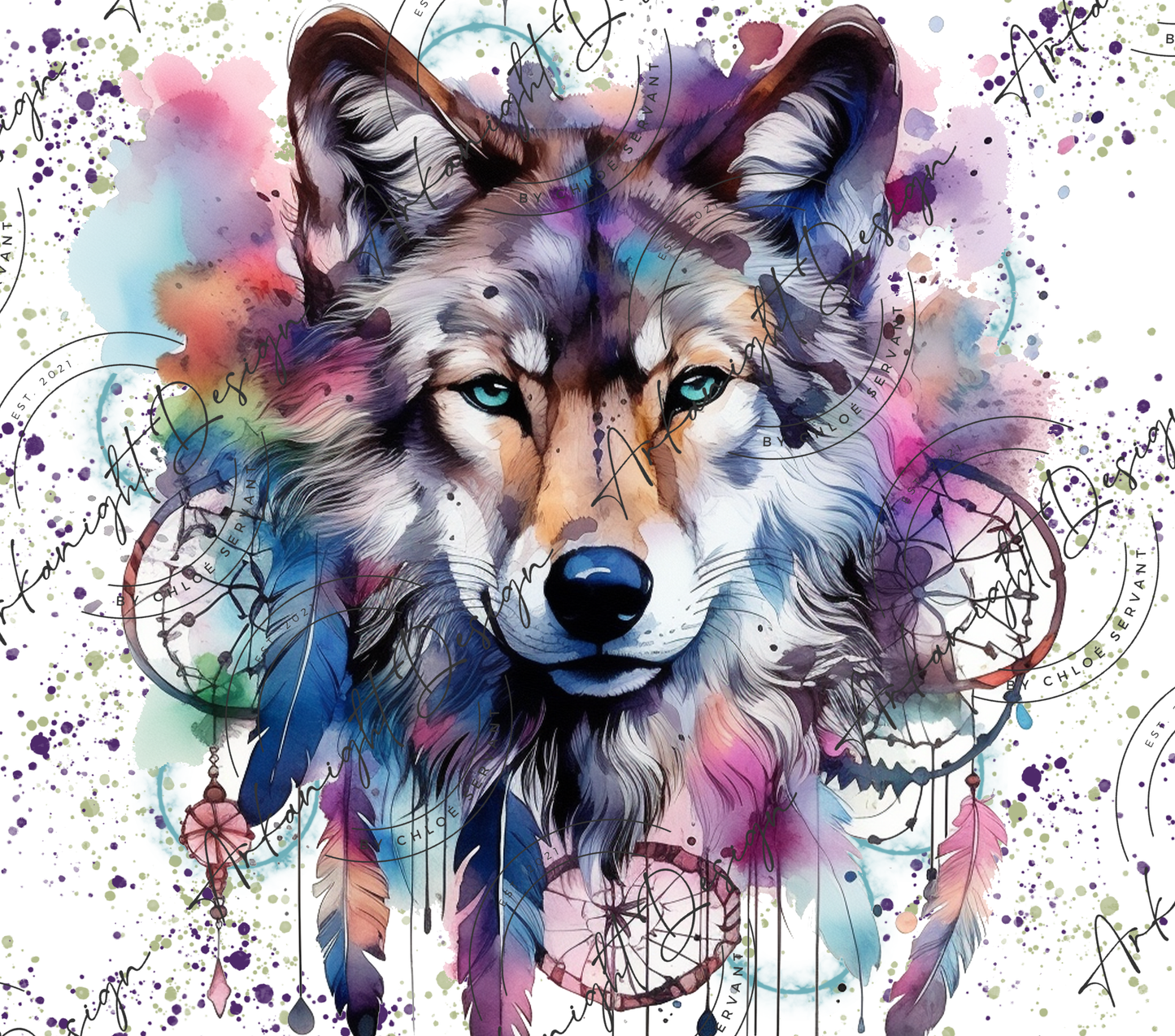 Boho Wolf Watercolor