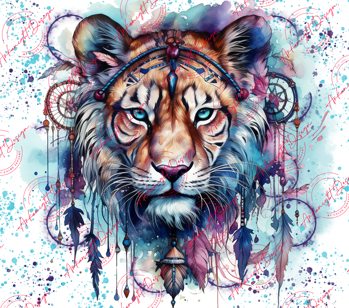 Watercolor Boho Tiger