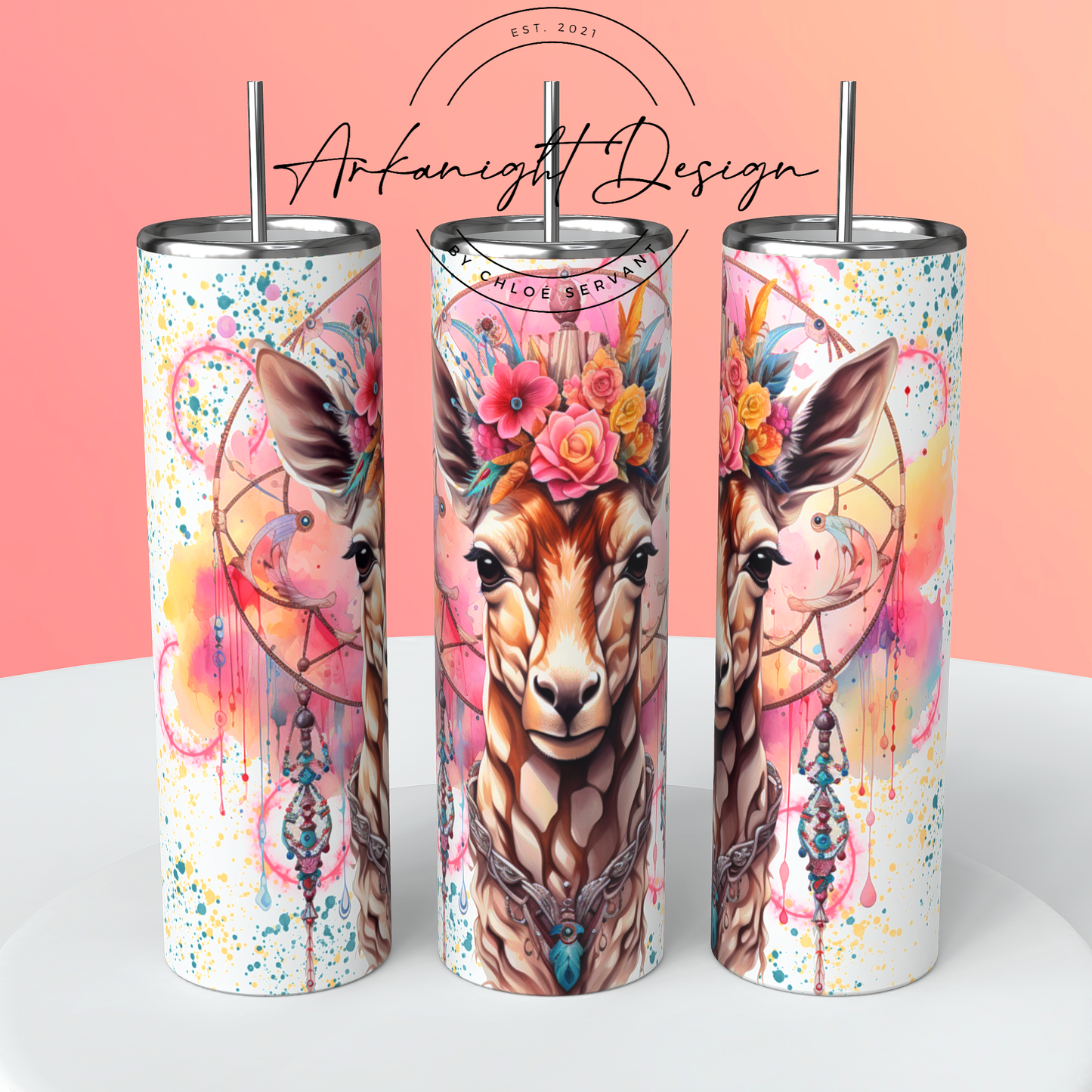 Gourde - Watercolor Boho Giraffe