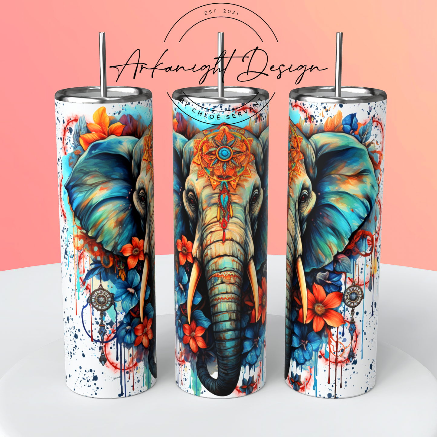 Watercolor Boho Elephant