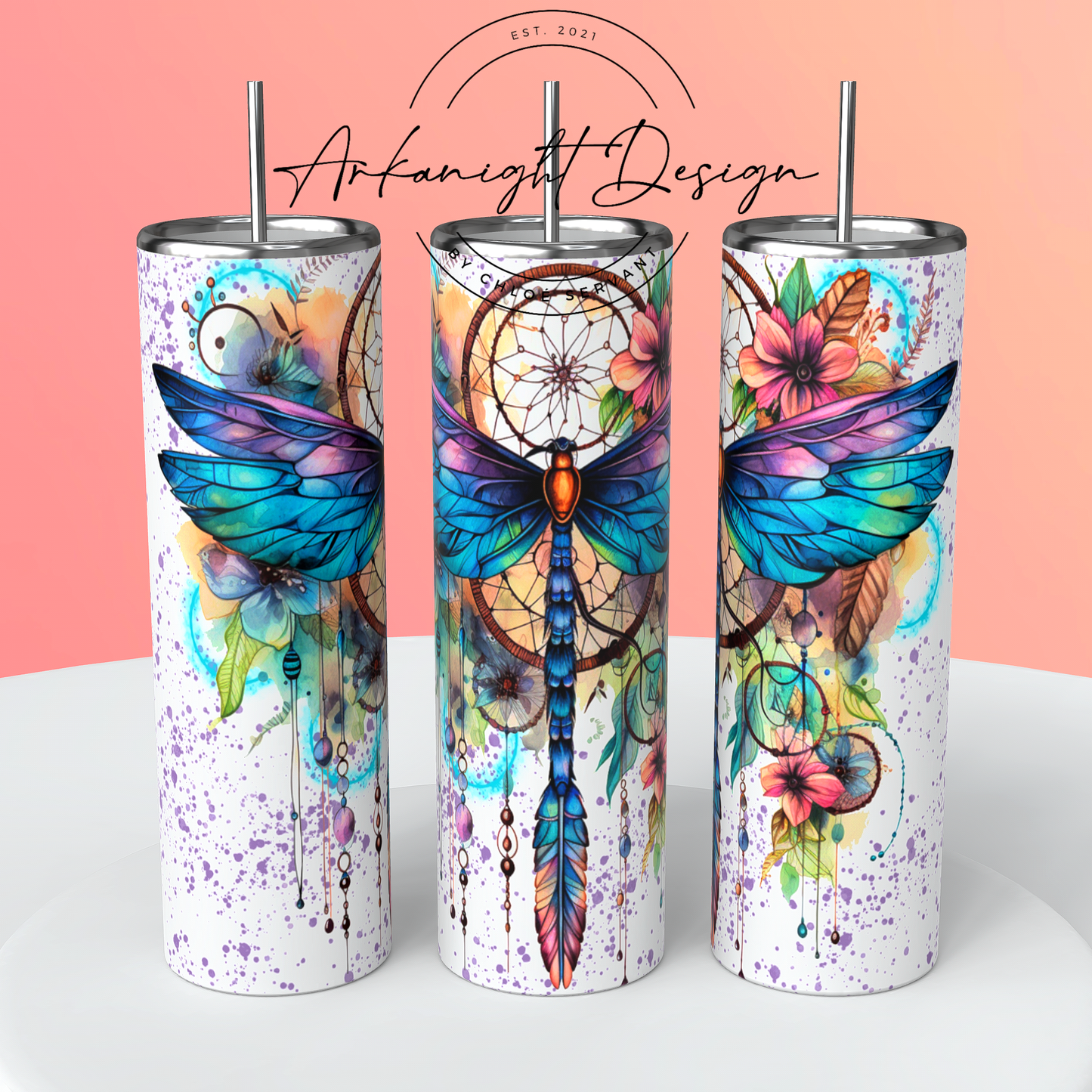 Watercolor Boho Dragonfly