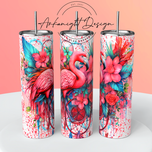 Watercolor Boho Flamingo