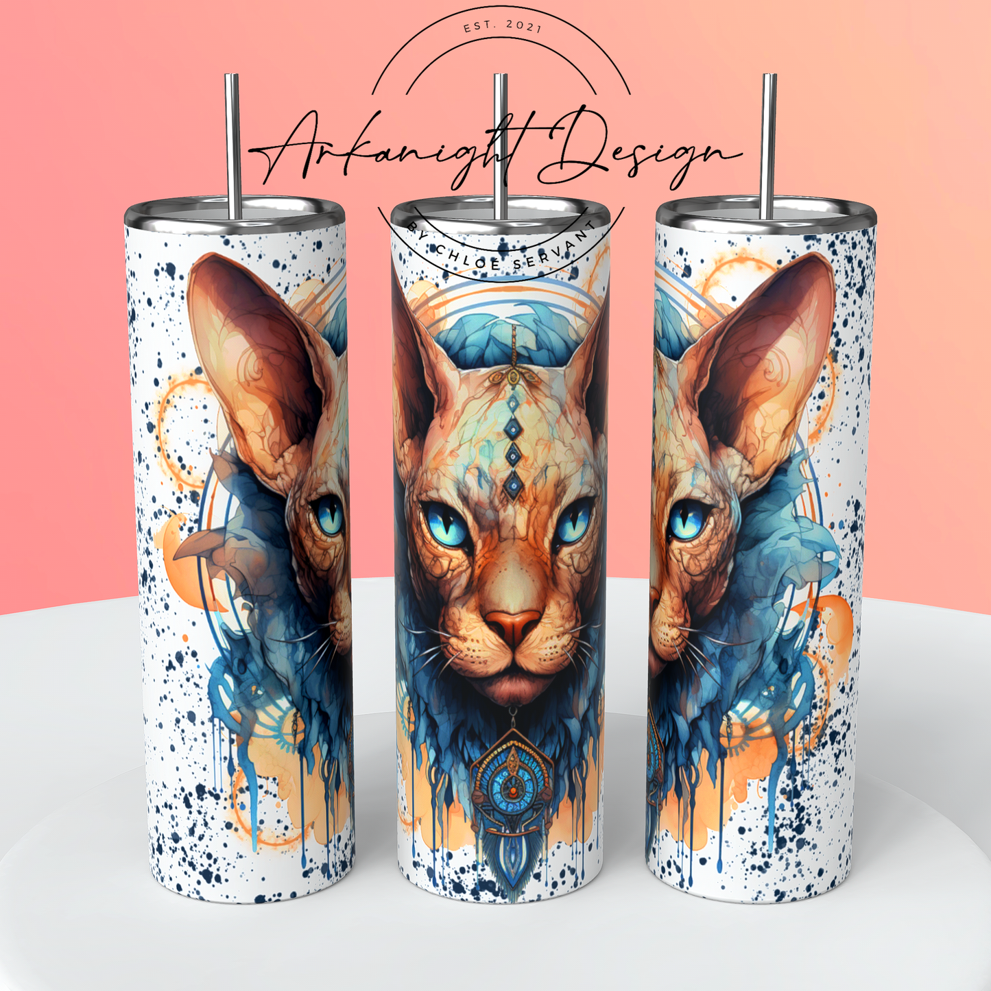 Gourde - Watercolor Boho Sphynx Cat