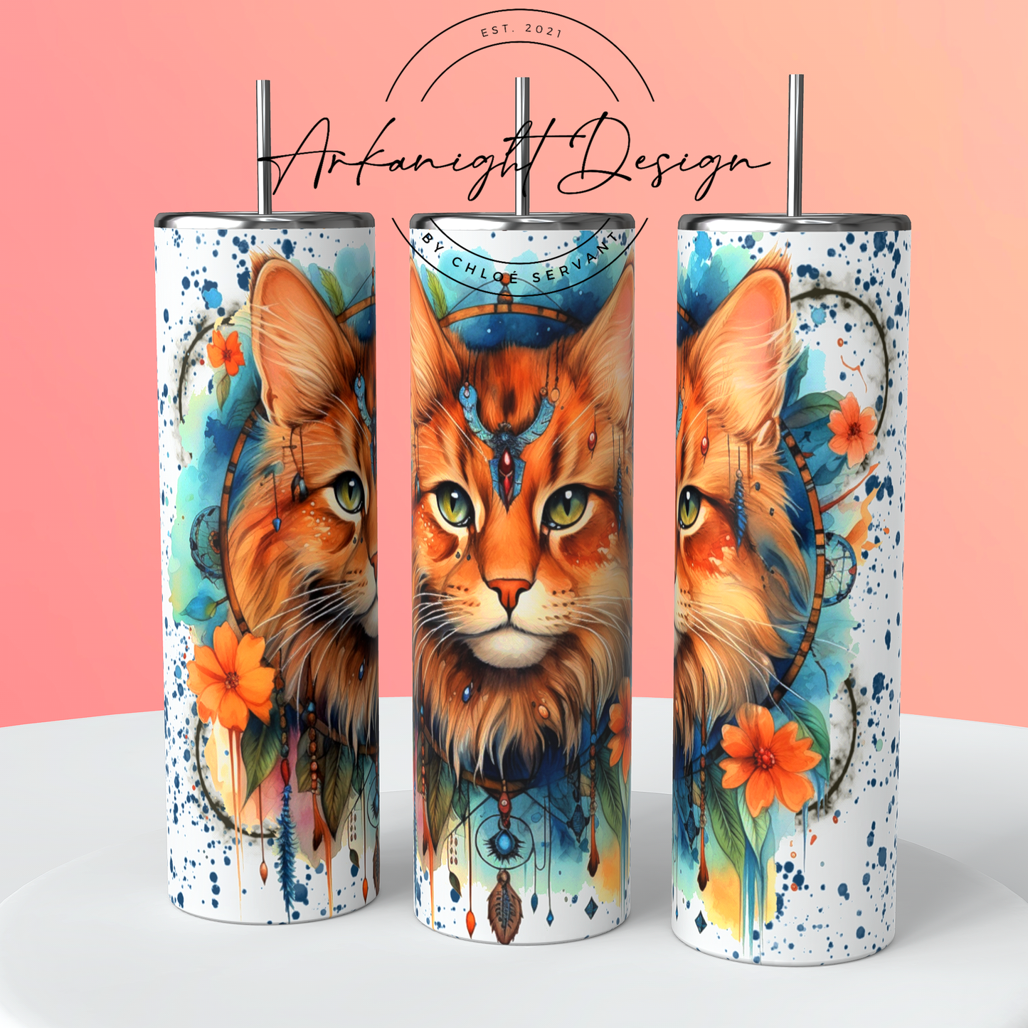 Gourde - Watercolor Boho Ginger Cat