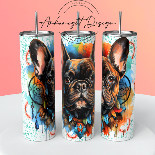 Gourde sur commande - Watercolor Boho Frenchie