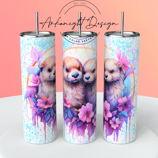 Watercolor Boho Pastel Otters