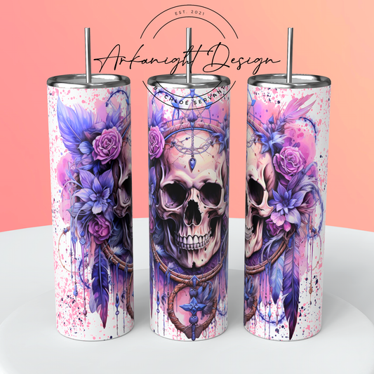 Gourde sur commande - Watercolor Boho Skull